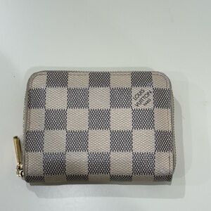 Louis Vuitton Gray and Cream Checkered Wallet